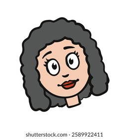 curly hair girl women's day doodle illustration hand drawn