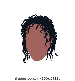 curly hair man head icon without background