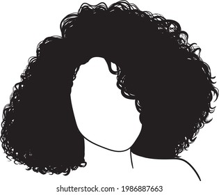 Vector de avatar de la chica de la longitud del hombro del pelo rizado aislado