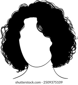 Pelo rizado longitud de hombro chica avatar Vector aislado	