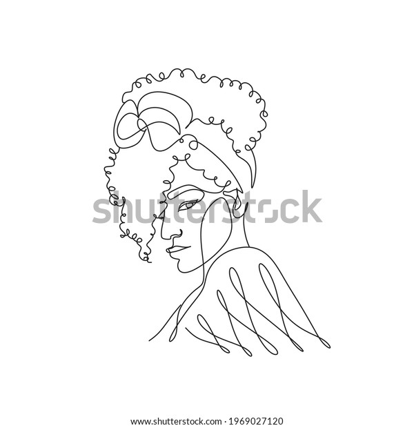 Curly Hair Woman Line Art Drawing Stock Vector Royalty Free 1969027120 Shutterstock 