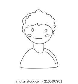 curly haired boy smiling hand drawn illustration can be used for children's drawing books and coloring books