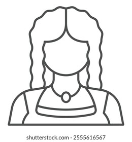 Curly hairstyle woman isometric icon, saint Patrick day concept. Vector graphics. Irish girl with hair sign on white background, outline style icon for mobile or web design