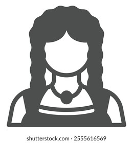 Curly hairstyle woman solid icon, saint Patrick day concept. Vector graphics. Irish girl with hair sign on white background, outline style icon for mobile or web design