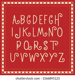 Curly hand drawn font. Uppercase alphabet. Headlines, advertising letters. EPS 10.