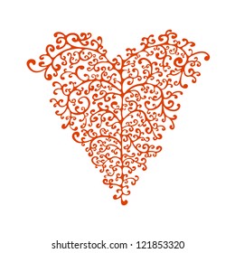 Curly heart isolated on white background