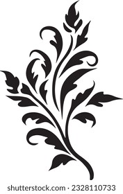 Curly Leaf Black And White, Vector Template Set for Cutting and Printing