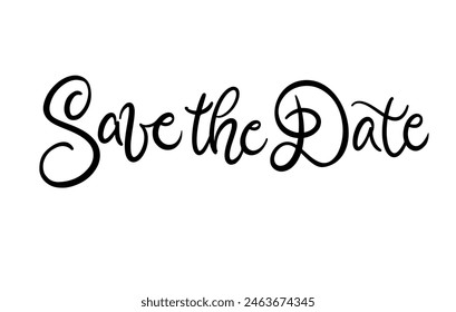 Curly Lettering Save the Date. Copperplate font vector. Calligraphy script. Vintage Hand written classic elegant typeface. Wedding day. Love couple.