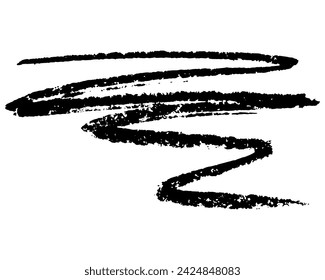 Curly line by wax crayon, hand drawn grunge background. Vector illustration