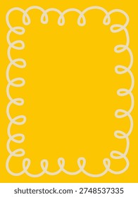 Curly line frame forming a looping border with generous copy space in a hand drawn doodle style. Symbol of summer mood, dolce vita, joy, invitation, and festive vibe. Cartoon vector illustration.