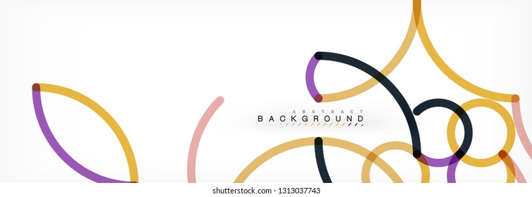 Curly lines abstract background, color overlapping linear texture, vector illustration