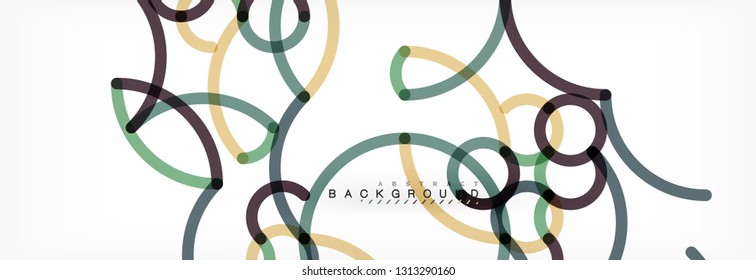 Curly lines abstract background, color overlapping linear texture, vector illustration