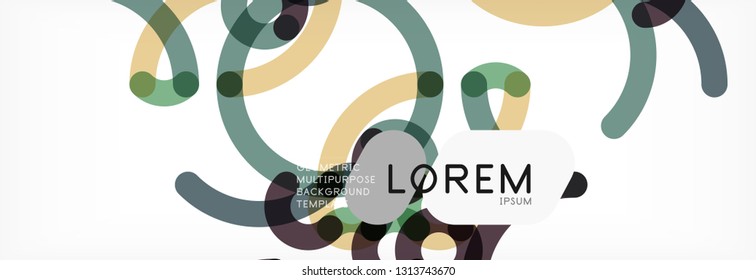 Curly lines abstract background, color overlapping linear texture, vector illustration