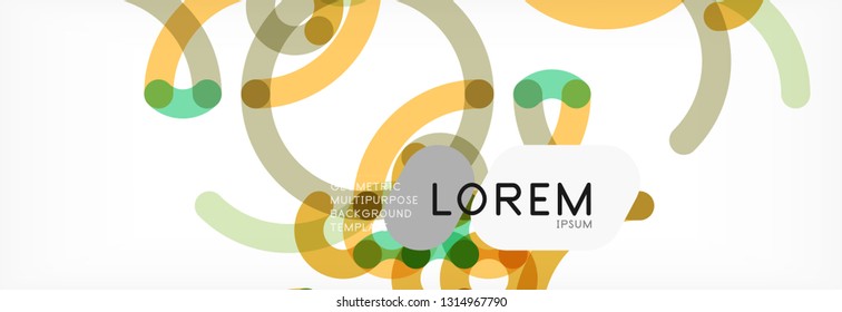 Curly lines abstract background, color overlapping linear texture, vector illustration