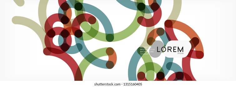 Fondo abstracto de líneas de curvas, textura lineal superpuesta de color, ilustración vectorial