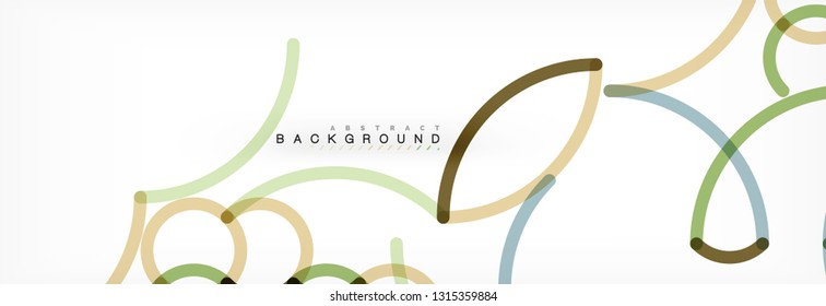 Curly lines abstract background, color overlapping linear texture, vector illustration