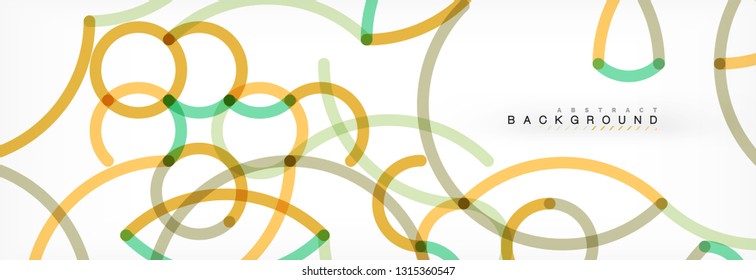 Curly lines abstract background, color overlapping linear texture, vector illustration