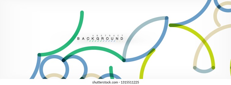 Curly lines abstract background, color overlapping linear texture, vector illustration