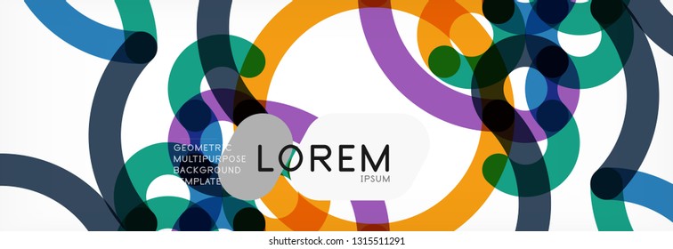 Curly lines abstract background, color overlapping linear texture, vector illustration