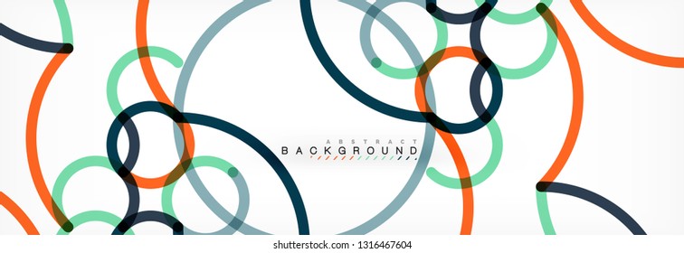 Curly lines abstract background, color overlapping linear texture, vector illustration
