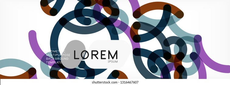 Fondo abstracto de líneas de curvas, textura lineal superpuesta de color, ilustración vectorial