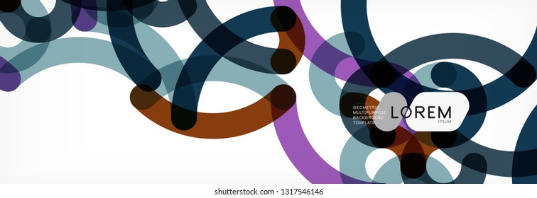 Curly lines abstract background, color overlapping linear texture, vector illustration