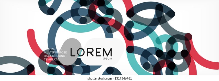 Fondo abstracto de líneas de curvas, textura lineal superpuesta de color, ilustración vectorial