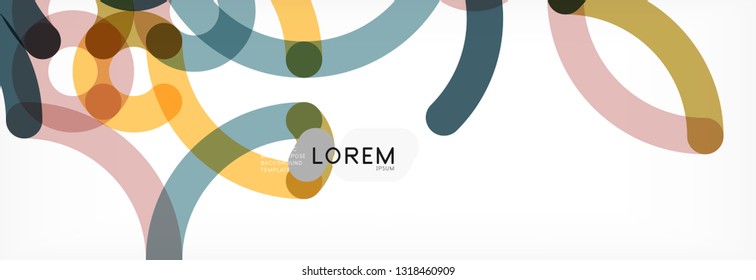 Curly-Linien abstrakter Hintergrund, farbüberlappende lineare Textur, Vektorgrafik