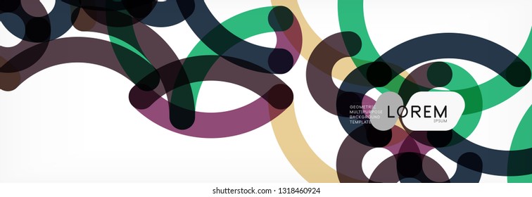 Curly lines abstract background, color overlapping linear texture, vector illustration