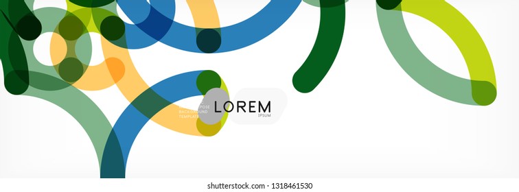Curly lines abstract background, color overlapping linear texture, vector illustration