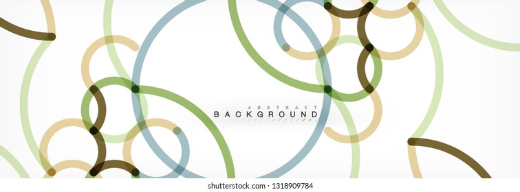 Curly lines abstract background, color overlapping linear texture, vector illustration