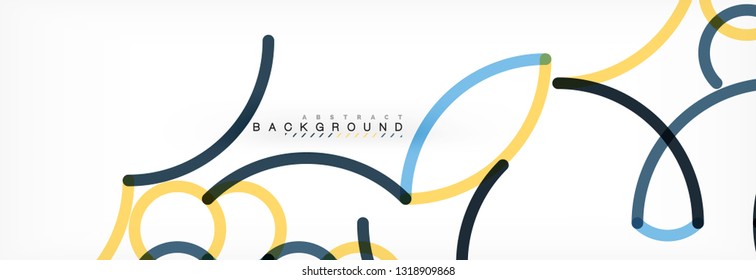 Curly lines abstract background, color overlapping linear texture, vector illustration