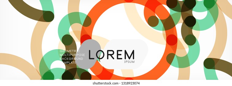 Curly lines abstract background, color overlapping linear texture, vector illustration