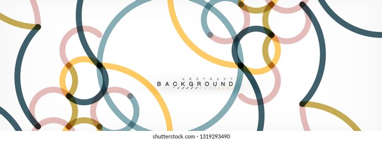 Curly lines abstract background, color overlapping linear texture, vector illustration