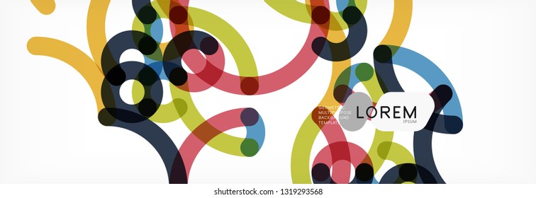 Fondo abstracto de líneas de curvas, textura lineal superpuesta de color, ilustración vectorial