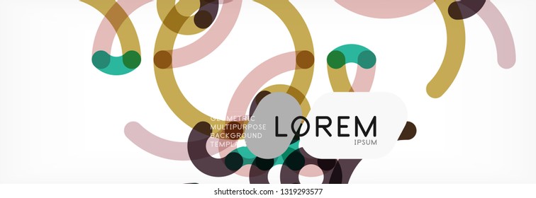 Curly lines abstract background, color overlapping linear texture, vector illustration