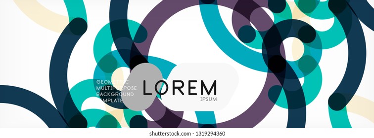 Curly lines abstract background, color overlapping linear texture, vector illustration