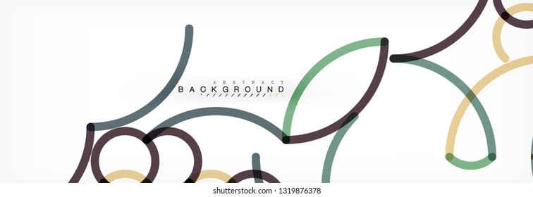 Curly lines abstract background, color overlapping linear texture, vector illustration