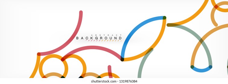 Curly-Linien abstrakter Hintergrund, farbüberlappende lineare Textur, Vektorgrafik