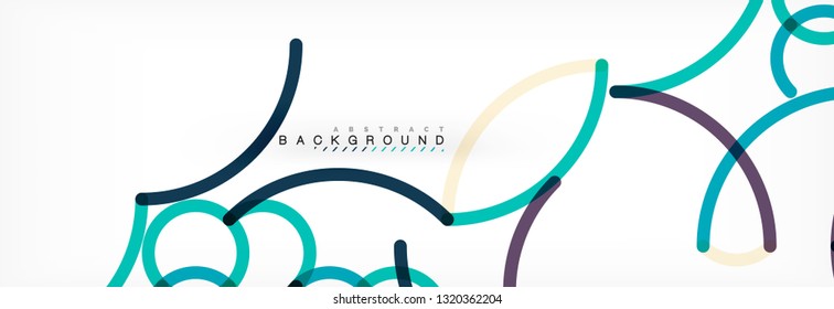 Curly-Linien abstrakter Hintergrund, farbüberlappende lineare Textur, Vektorgrafik