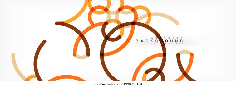 Curly lines abstract background, color overlapping linear texture, vector illustration
