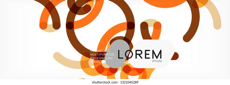 Curly lines abstract background, color overlapping linear texture, vector illustration