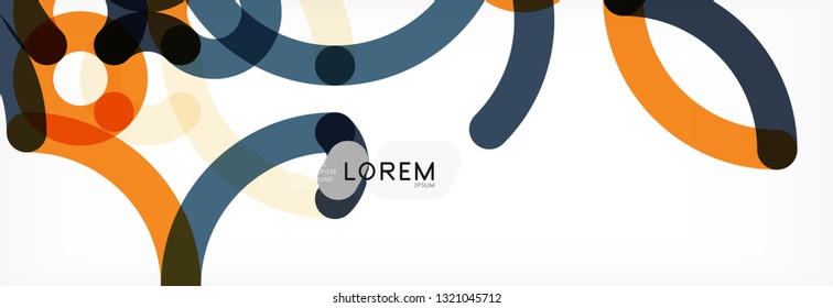 Curly lines abstract background, color overlapping linear texture, vector illustration