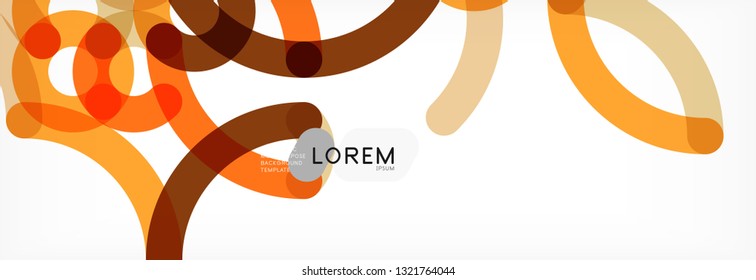 Curly lines abstract background, color overlapping linear texture, vector illustration