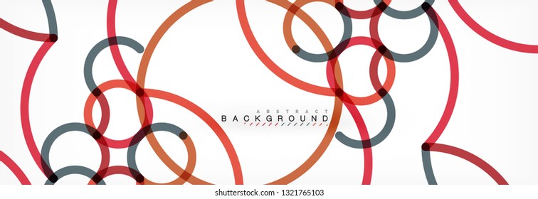 Curly lines abstract background, color overlapping linear texture, vector illustration