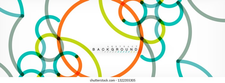 Curly lines abstract background, color overlapping linear texture, vector illustration