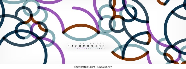 Fondo abstracto de líneas de curvas, textura lineal superpuesta de color, ilustración vectorial