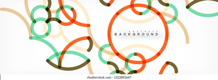 Curly lines abstract background, color overlapping linear texture, vector illustration