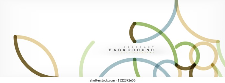 Curly lines abstract background, color overlapping linear texture, vector illustration
