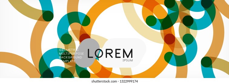 Curly lines abstract background, color overlapping linear texture, vector illustration